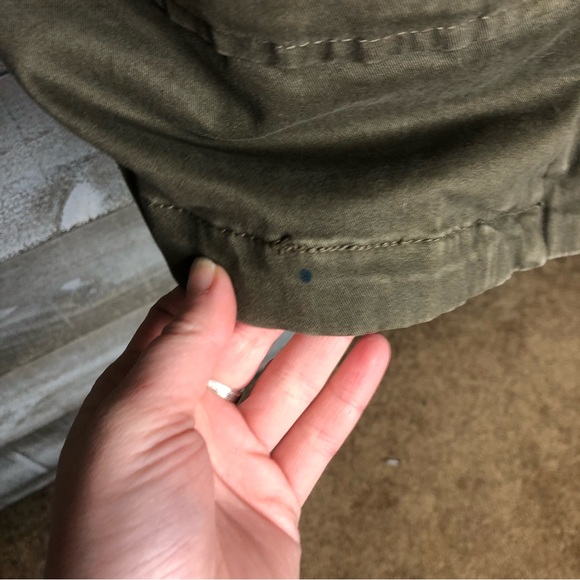 Mango suit collection army green military faux leather sleeve convertible jacket - Picture 4 of 8